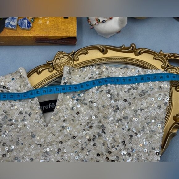 🆕 RETROFETE 🧿 NWOT Omer Sequin Dress, White & Silver, Sz XS (UK 8 US 4 ) - Picture 14 of 16